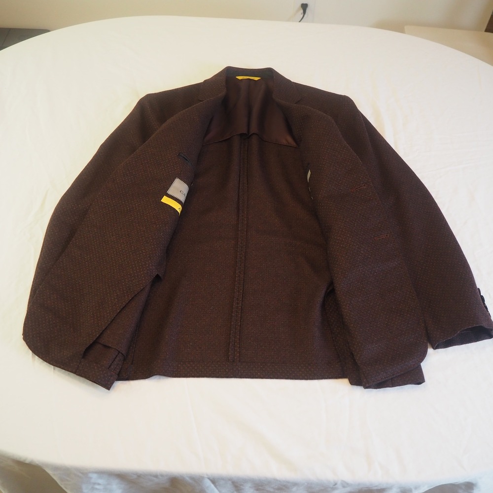 Canali Kei Sports Coat 40R Rust Brown Birdseye Tweed Blazer Wool Cashmere Blend